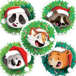 Animals in Santa Hat Stickers