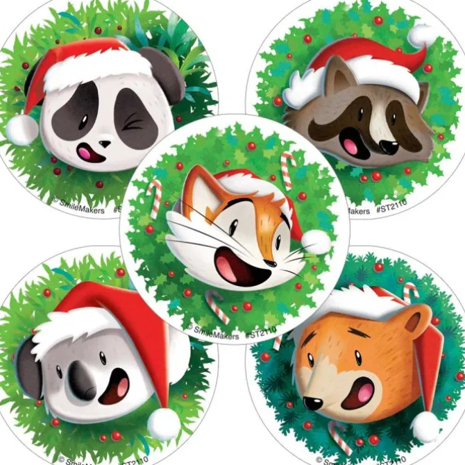 Animals in Santa Hat Stickers