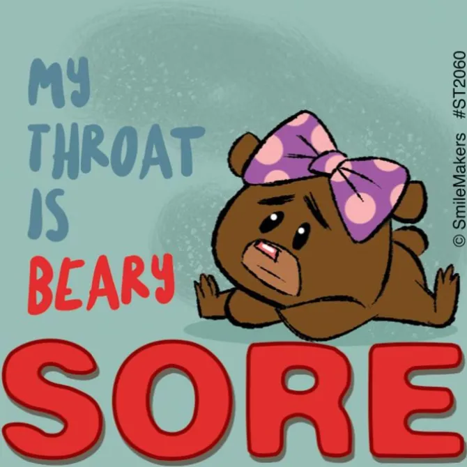 Beary Sore Throat Stickers