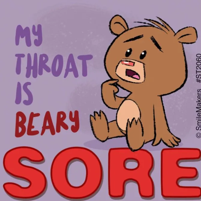 Beary Sore Throat Stickers