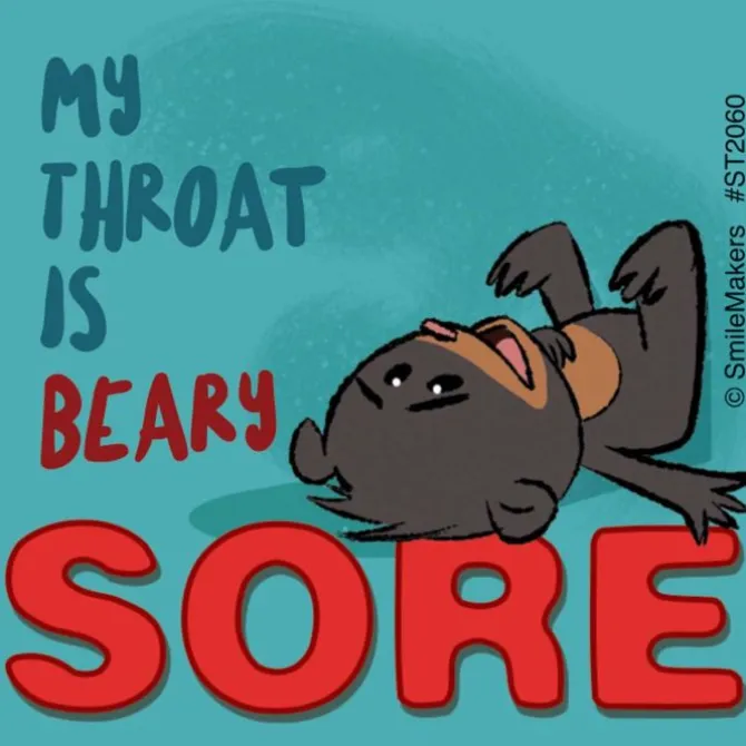 Beary Sore Throat Stickers