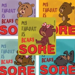 Beary Sore Throat Stickers