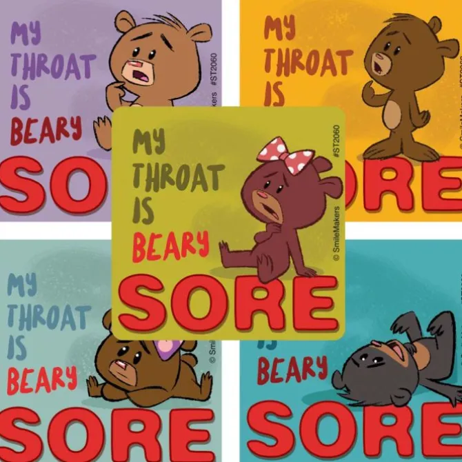 Beary Sore Throat Stickers