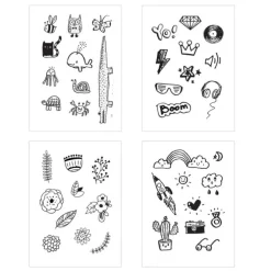 Black and White Tiny Doodle Temporary Tattoos