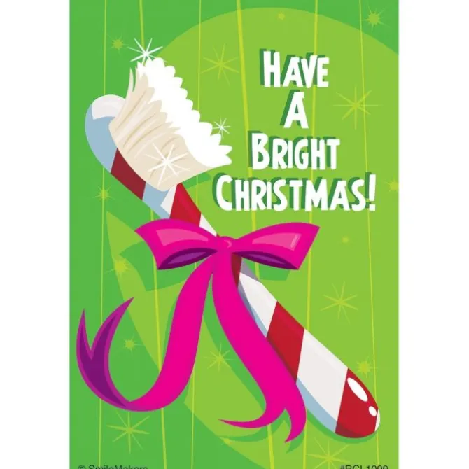 Bright Christmas Toothbrush Dental Recall Cards
