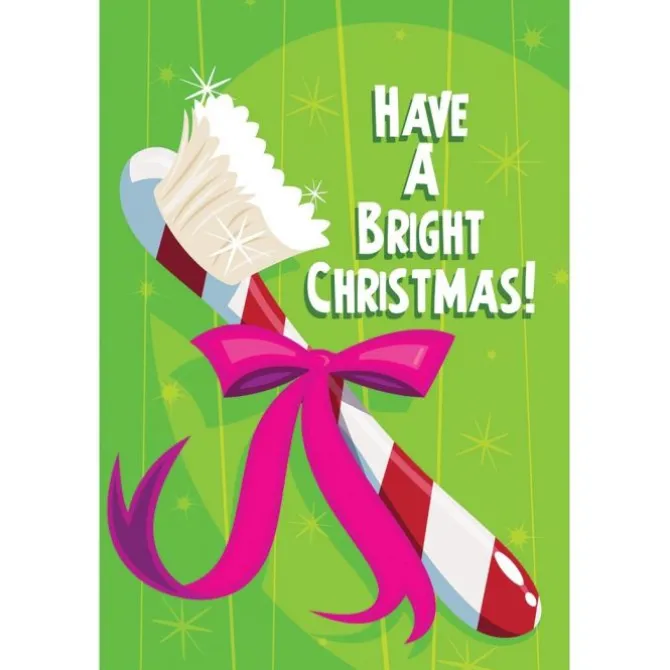 Bright Christmas Toothbrush Greeting Cards with Personalized Envelopes