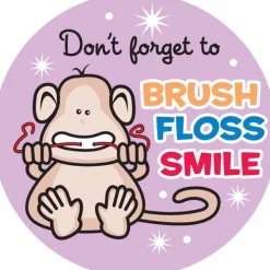 Brush, Floss, Smile Monkeys Round Stickers