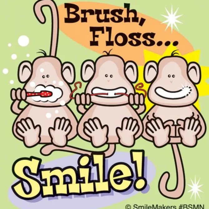 Brush, Floss Smile Monkeys Stickers