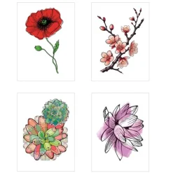 Colorful Floral Temporary Tattoos