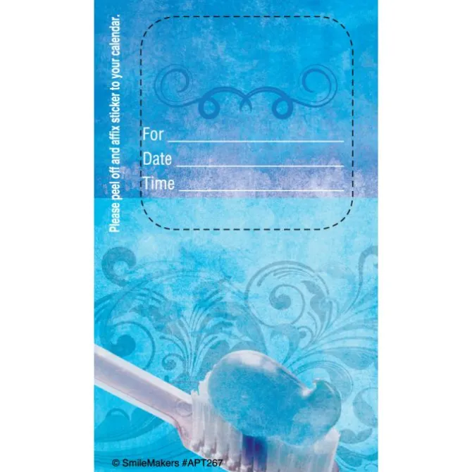 Custom Blue Toothbrush Sticker Appointment Card