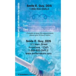 Custom Blue Toothbrush Sticker Appointment Card