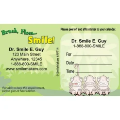 Custom BrushFlossSmile Monkey Appointment Cards