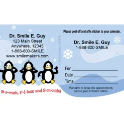 Custom BrushFlossSmile Penguins Appointment Cards