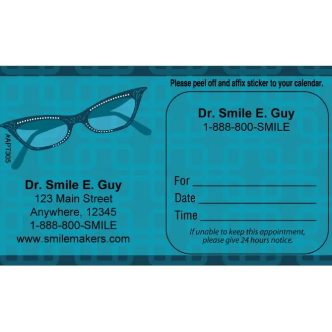 Custom Cat Eye Glasses Appointment Cards