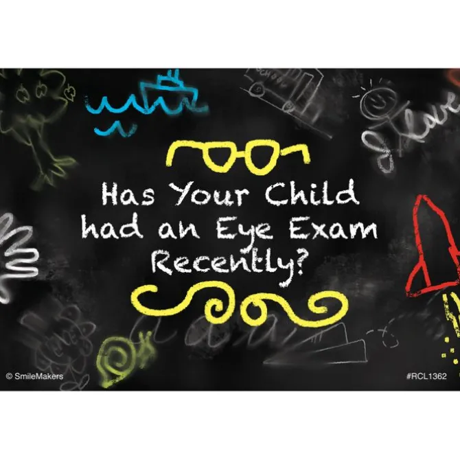 Custom Chalkboard Kids Doodle Eye Exam Recall Cards