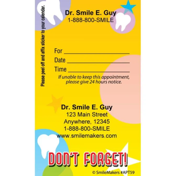 Custom Dont Forget Tooth Appointment Cards