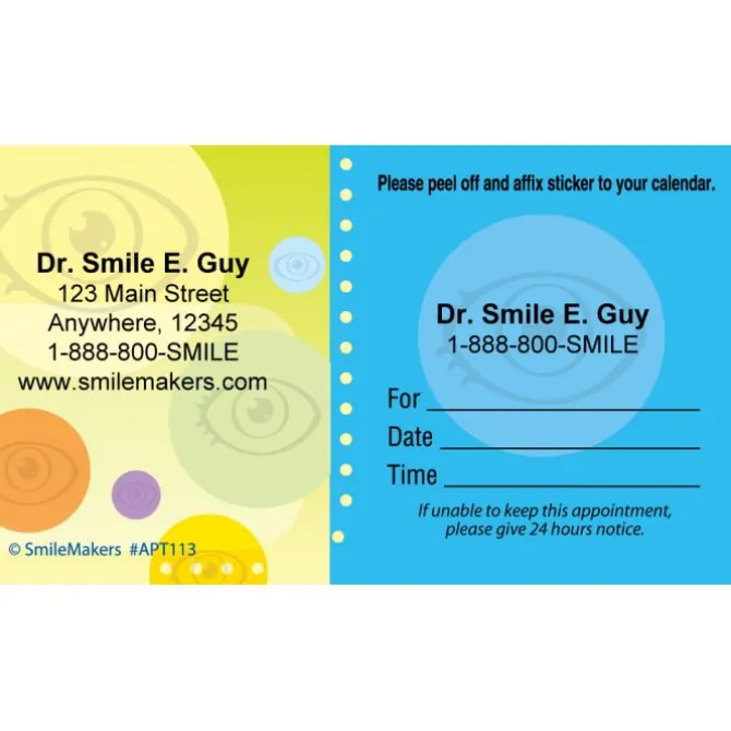 Custom Eye Bubbles Sticker Appointment Cards