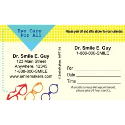 Custom Eye Care For All Sticker Appointment Cards