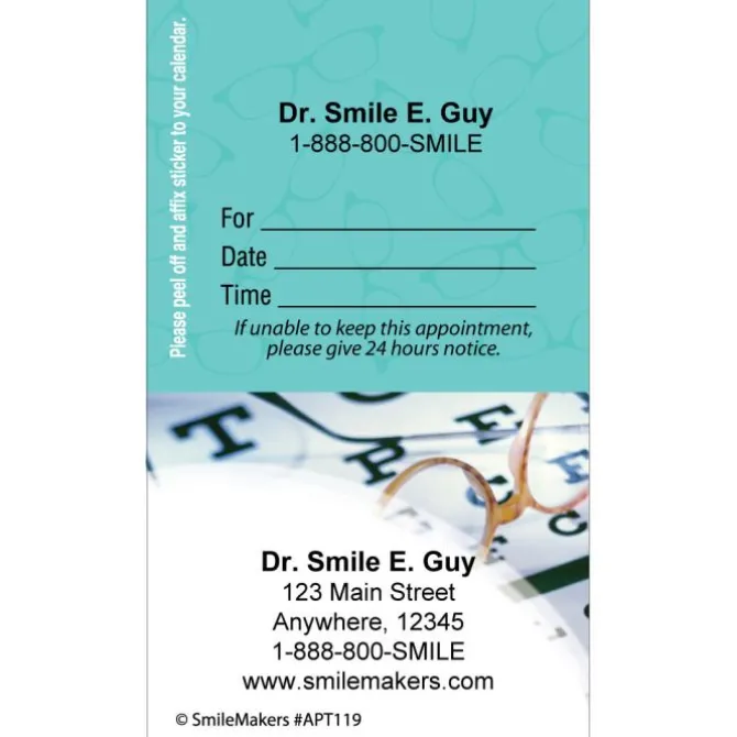 Custom Eye Chart Sticker Appointment Cards