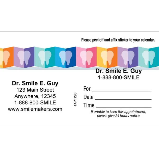 Custom Folded Rainbow Teeth Appointment Cards