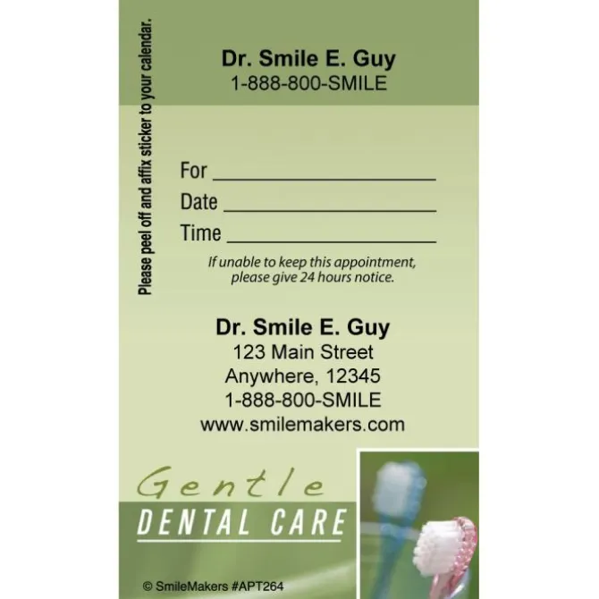 Custom Gentle Dental Green Sticker Appointment Cards