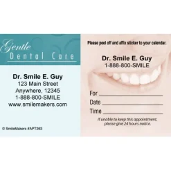 Custom Gentle Dental Smile Sticker Appointment Cards