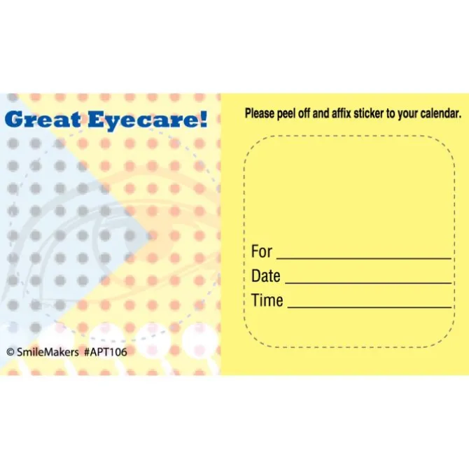 Custom Great Eye Care Dots Sticker Appointment Cards