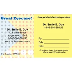 Custom Great Eye Care Dots Sticker Appointment Cards