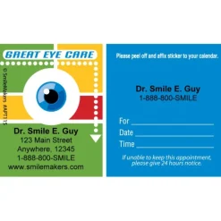 Custom Great Eye Care Sticker Appointment Cards