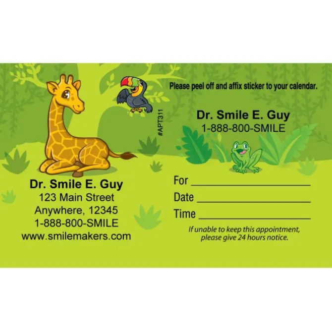 Custom Jungle Friends Sticker Appointment Cards