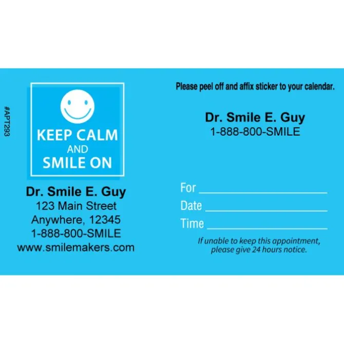 Custom Keep Calm & Smile On Appointment Cards