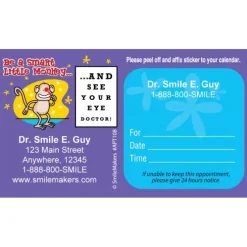 Custom Monkey Eye Chart Sticker Appointment Cards