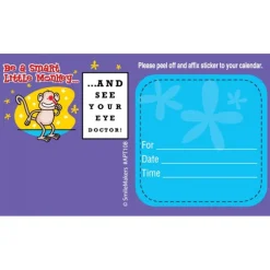 Custom Monkey Eye Chart Sticker Appointment Cards