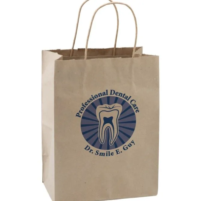 Custom Natural Kraft Paper Shopper Bags - Medium