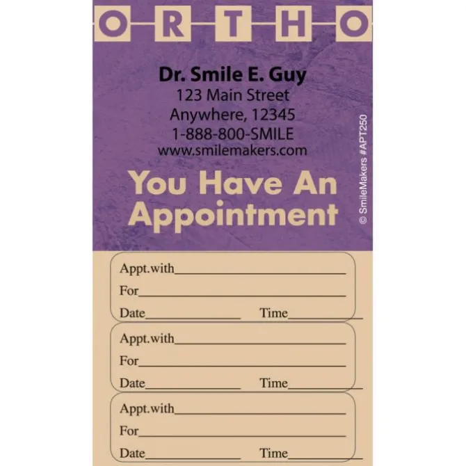 Custom Ortho Three Sticker Appointment Cards