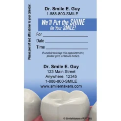 Custom Realistic Teeth Sticker Appointment Cards