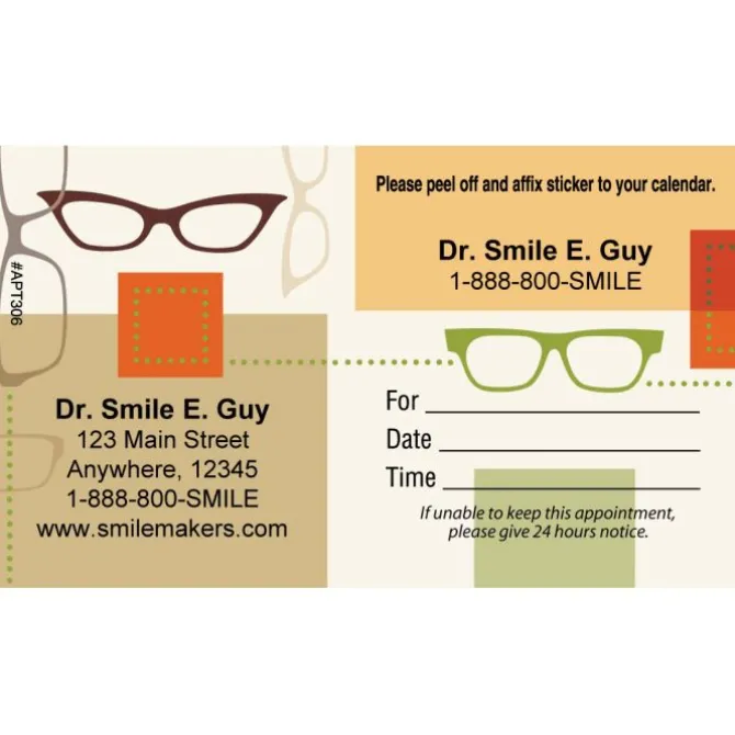 Custom Scatter Glasses Appointment Cards