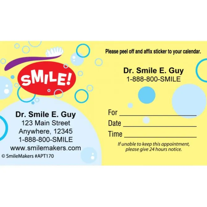 Custom Smile Bubbles Appointment Cards