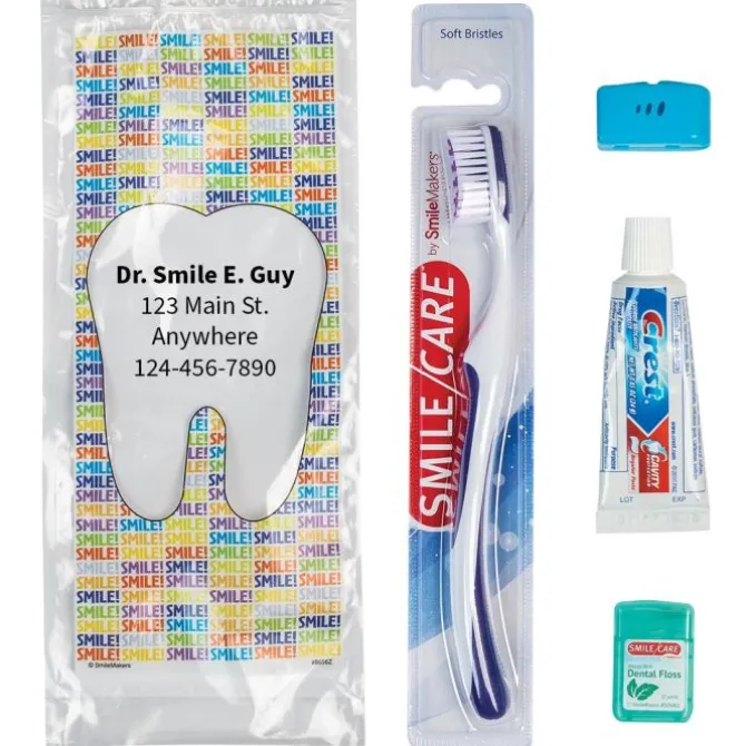 Custom SmileCare™ Adult Smile! Basic Zippered Bag Dental Kits