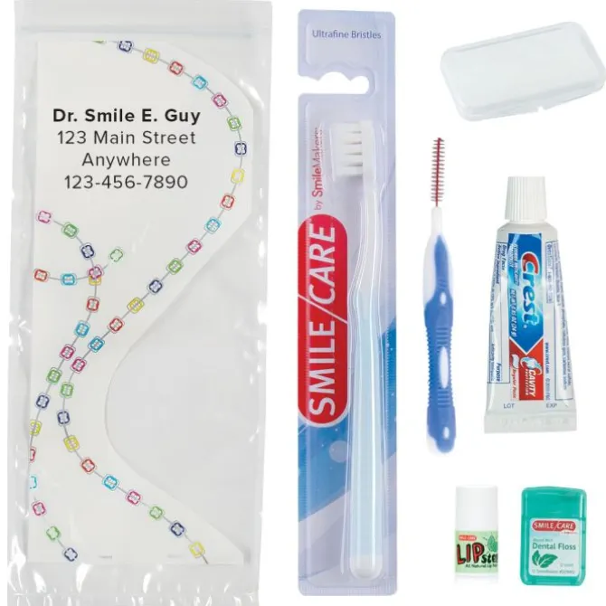 Custom SmileCare™ Orthodontic Premium Zippered Bag Dental Kits