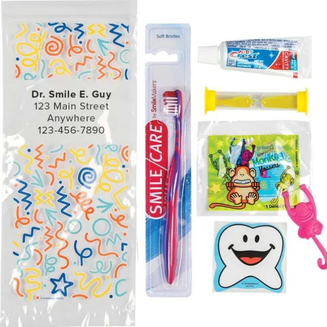 Custom SmileCare™ Youth Celebration Premium Zippered Bag Dental Kits
