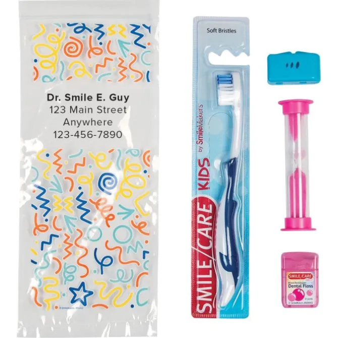 Custom SmileCare™ Youth Celebration Basic Zippered Bag Dental Kits