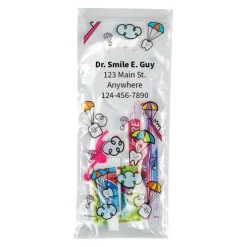 Custom SmileCare™ Youth Dental Paratrooper Premium Zippered Bag Dental Kits with Flossers