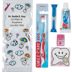 Custom SmileCare™ Youth Dental Paratroopers Premium Zippered Bag Dental Kits