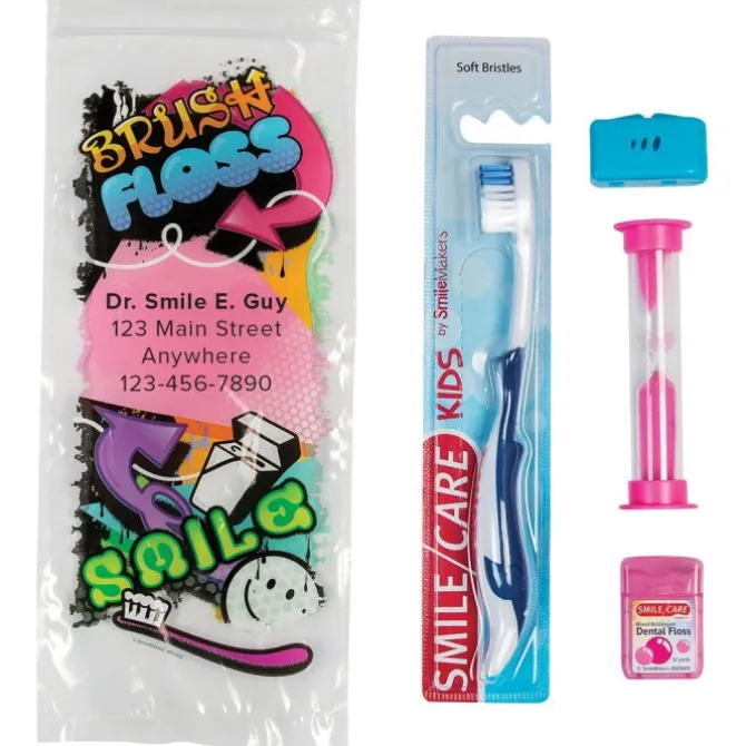 Custom SmileCare™ Youth Graffiti Basic Zippered Bag Dental Kits