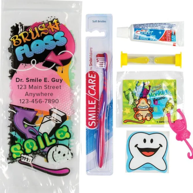 Custom SmileCare™ Youth Grafitti Premium Zippered Bag Dental Kits