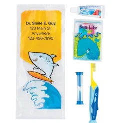 Custom SmileCare™ Youth Shark Zippered Bag Dental Kits