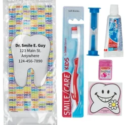 Custom SmileCare™ Youth Smile! Premium Zippered Bag Dental Kits