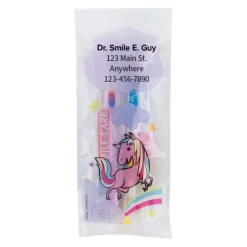 Custom SmileCare™ Youth Unicorn Zippered Bag Dental Kits