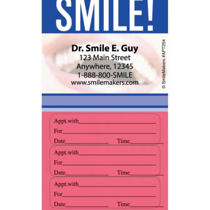 Custom Smile Three Sticker Appointment Cards